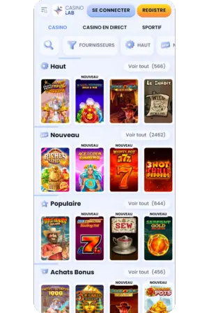 CasinoLab machines à sous version mobile smartphone