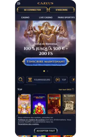 Cazeus Casino application mobile accueil conception adaptative