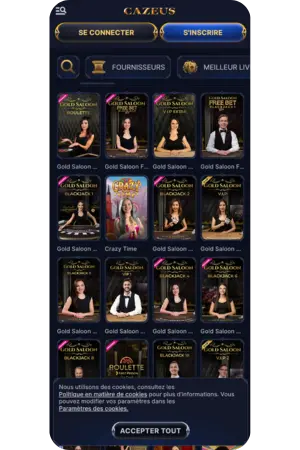 Cazeus Online casino live mobile streaming qualité
