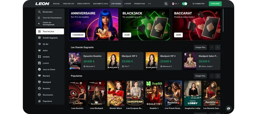 Leon Casino live France euro